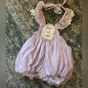 Frilly Frocks Lavender Lace Halter Bubble Romper